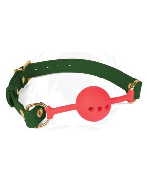Spartacus Silicone Ball Gag w/Green PU Straps – 46 mm by Spartacus product image