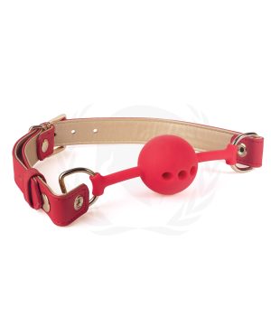 Spartacus Silicone Ball Gag w/Red Gold PU Straps – 46 mm by Spartacus product image