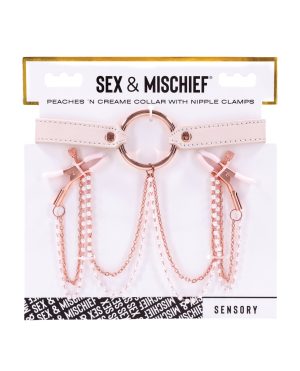 Sex & Mischief Peaches ‘n CreaMe Collar w/Nipple Clamps by Sex & Mischief product image