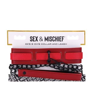 Sex & Mischief Ex’s & Oh’s Collar & Leash – Red/Black by Sex & Mischief product image