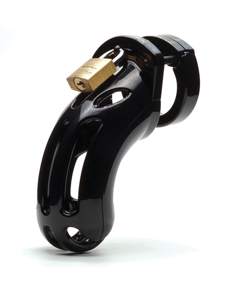 The Curve 3 3/4″ Curved Cock Cage & Lock Set – Black by CB-6000 product image