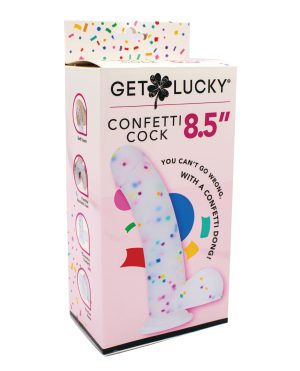 Get Lucky 8.5″ Real Skin Confetti Cock – Multi Color by Get Lucky product image
