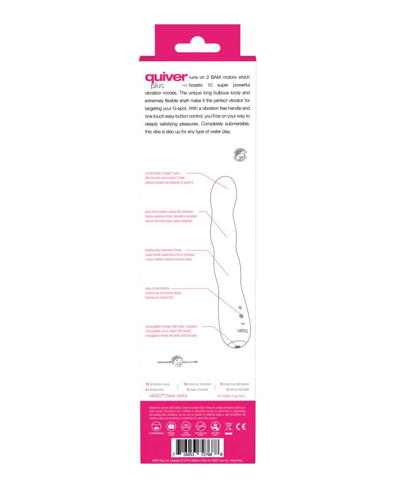 VI-P1909a VeDO Quiver Plus Rechargeable Vibe - Foxy Pink