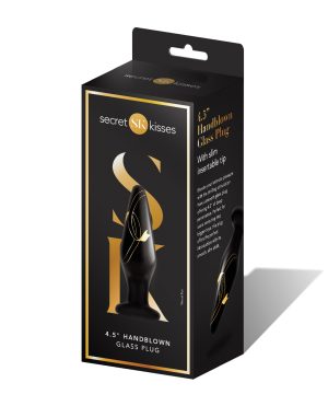 Secret Kisses 4.5″ Handblown Glass Plug – Black/Gold by Secret Kisses product image