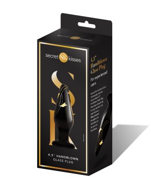 Secret Kisses 4.5″ Handblown Wide Glass Plug – Black/Gold by Secret Kisses product image