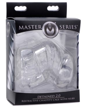 Master Series Detained 2.0 Restrictive Chastity Cage w/Nubs – Clear by Master Series product image