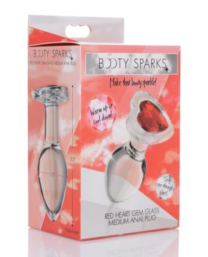 Booty Sparks Red Heart Gem Glass Anal Plug – Medium by BootySparks product image
