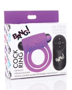 Bang! Vibrating Cock Ring & Bullet w/Remote Control – Purple by Bang! product image