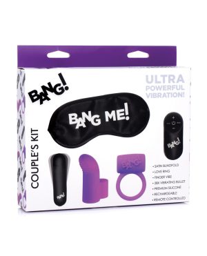 Bang! Couple’s Kit with RC Bullet, Blindfold, Cock Ring & Finger Vibe – Purple by Bang! product image