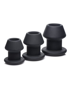 Master Series Gape-Grommets 3 pc Hollow Silicone Anal Dilator Set – Black by Master Series product image