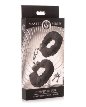 Master Series Cuffed in Fur Furry Handcuffs – Black by Master Series product image