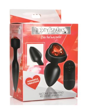 Booty Sparks 28X Silicone Vibrating Red Heart Anal Plug w/Remote – Small by BootySparks product image