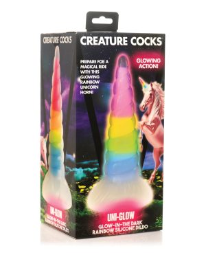 Creature Cocks Uni Glow in the Dark Silicone Dildo – Rainbow by Creature Cocks product image