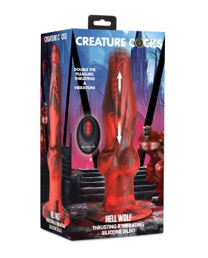 Creature Cocks Hell-Wolf Thrusting & Vibrating Silicone Dildo – Black/Red by Creature Cocks product image