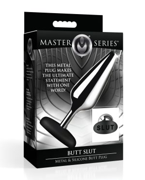 Master Series Butt Slut Metal & Silicone Butt Plug – Metal/Black by Master Series product image