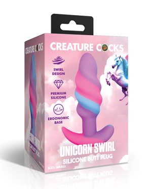 Creature Cocks – Unicorn Swirl Silicone Butt Plug – Small by Creature Cocks product image