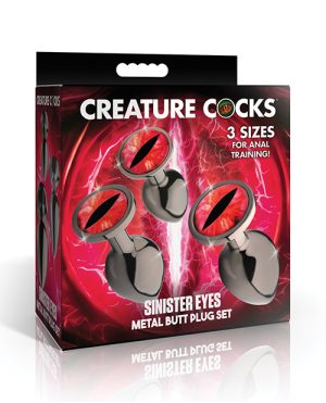 Creature Cocks – Sinister Eyes Red Eye Metal Butt Plug Set by Creature Cocks product image