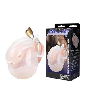 Full Restraint Silicone Cock & Balls Chastity Device – 100% Coverage White by Blue Line product image