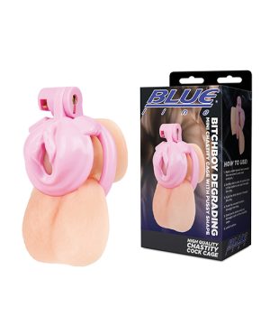 Bitchboy Degrading Mini Chastity Cage w/Pussy Shape by Blue Line product image