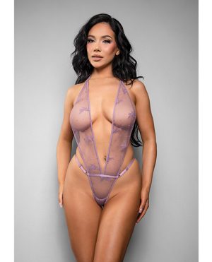 Temptress Gisele Sheer Floral Mesh Open Back Teddy – Lavender S/M by Temptress by Fantasy product image