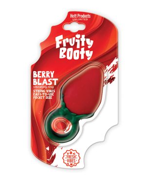 Fruity Booty Berry Buzz Strawberry Vibe Ring Liquid Silicone Multi-Speed Rechargeable by Hott Products product image