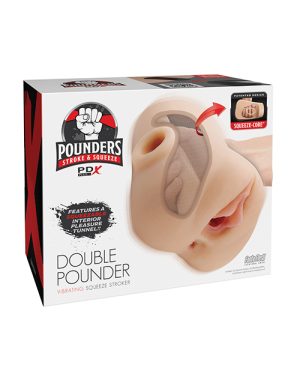 PDX Plus Double Pounder Vibrating Squeeze Stroker – Light by PDX Plus product image