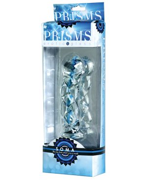 Prisms Erotic Glass Soma Twisted Dildo – Clear/Blue by Prisms Erotic Glass product image