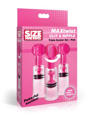 Size Matters MAXtwist Clit & Nipple Triple Sucker Set – Pink by Master Series product image