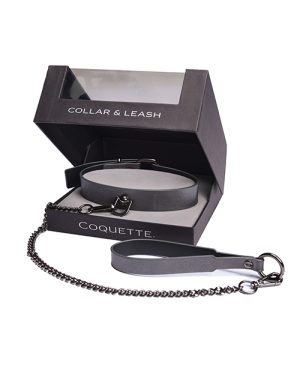 Pleasure Collection Gunmetal Glam Collar & Leash w/Removable Chain by Coquette Pleasure Collection product image