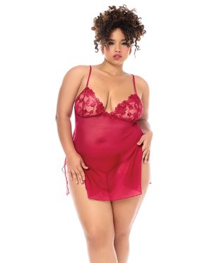 Luxe Babydoll w/Adjustable Straps & G-String – Red 1X/2X by Mapale product image