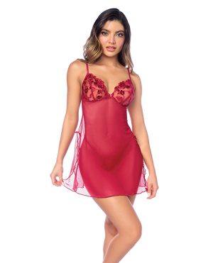 Luxe Babydoll w/Adjustable Straps & G-String – Red S/M by Mapale product image