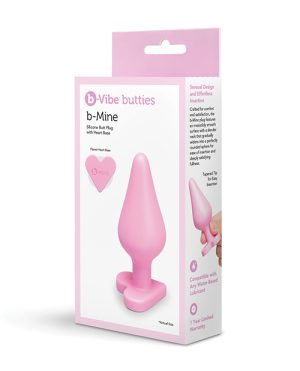 B-Mine Butties – Silicone Butt Plug with Heart Base – Pink by b-vibe product image