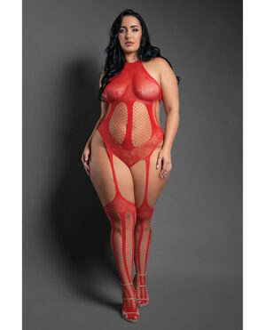 Sheer Stripped Down Mesh Body Stocking – Red QN by Sheer by Fantasy product image