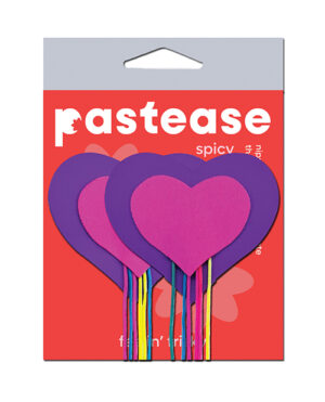 Pastease Hearts w/Fringe Rainbow Tassels – Neon Pink/Purple O/S by Pastease product image