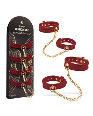 Blush Temptasia Ardor Wrist & Ankle Restraints – Red by Temptasia product image
