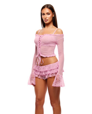 Soft Girl Era Sheer Mesh & Lace Bralette & Shorts by Forplay product image