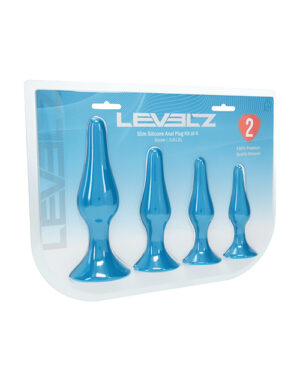 Shots Levelz Slim Silicone Anal Plug Kit of 4 – Teal by Levelz product image