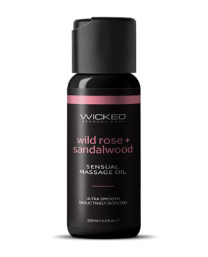 Wicked Sensual Care Wild Rose and Sandalwood Massage Oil – 4 oz Bottle by Wicked Sensual Care product image