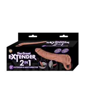 The Great Extender 2 in 1 9″ Extender & Masturbator – Brown by Nasstoys product image