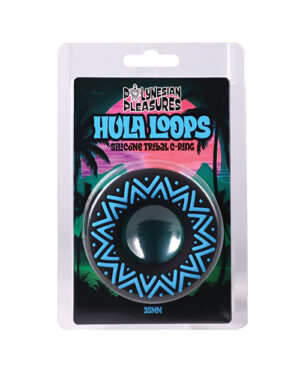 Polynesian Pleasures Hula Loops 35 mm Silicone Tribal C-Ring - Blue/Black